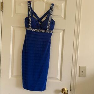 Betsy & Adam Royal Blue Embellished Midi Dress